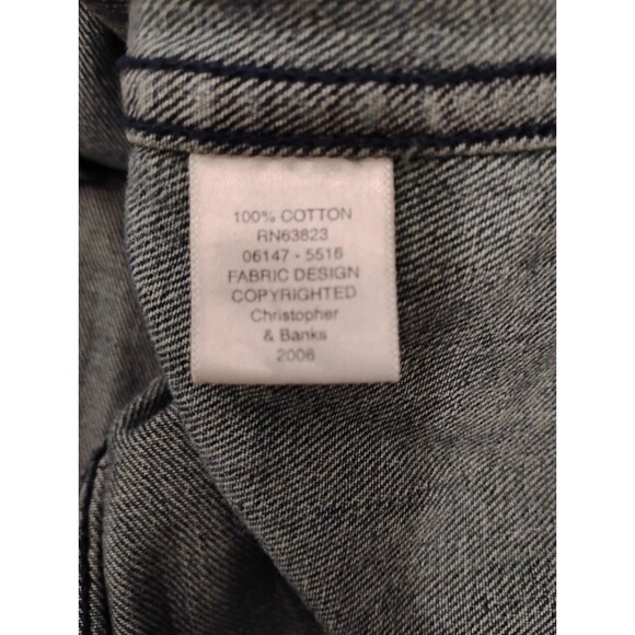 Christopher & Banks Jean Jacket Floral Embroidered SZ Lrg Bloomcore Boho Cotton - Picture 8 of 11